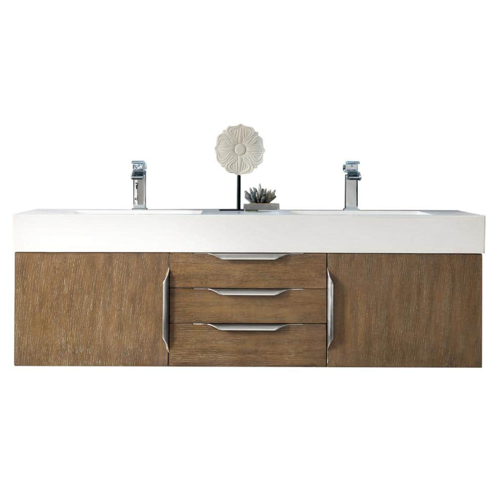 James Martin Vanities 983-V59d-W-N-Gw Columbia 60" Wall Mounted Double Basin Vanity Set -