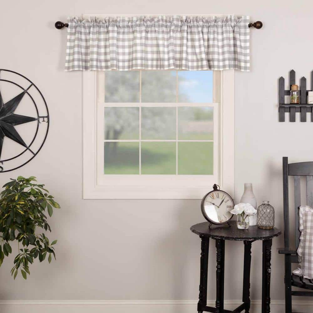 VHC Brands Annie Buffalo Grey Check Valance 16x90