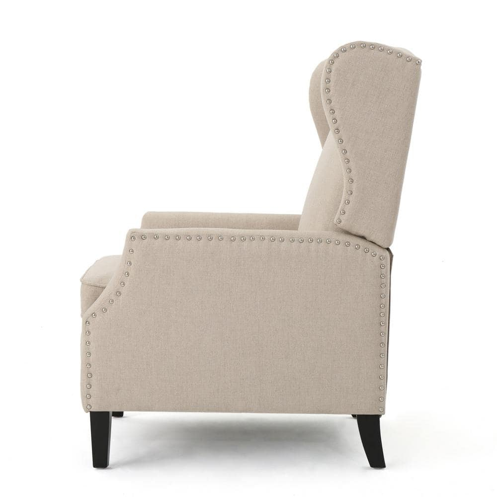 Noble House Wescott Fabric Wing Back Recliner, Set of 2, Beige