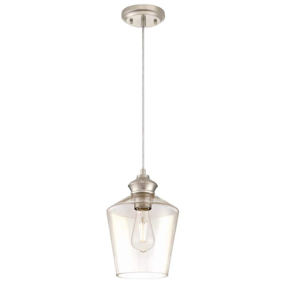 Westinghouse Ramsey Mini Pendant Brushed Nickel Finish Clear Glass