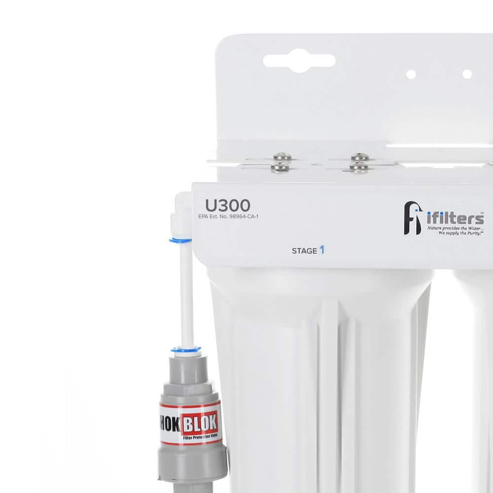 U300 3 Stage Under Sink Drinking Water Filtration System, Tankless, High Capacity Filters, Designer Faucet