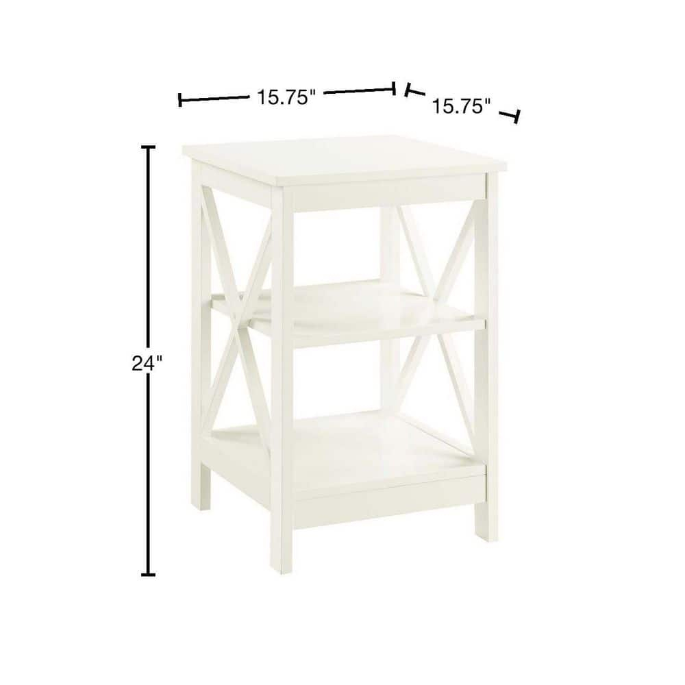 Convenience Concepts Oxford End Table with Shelves, Ivory