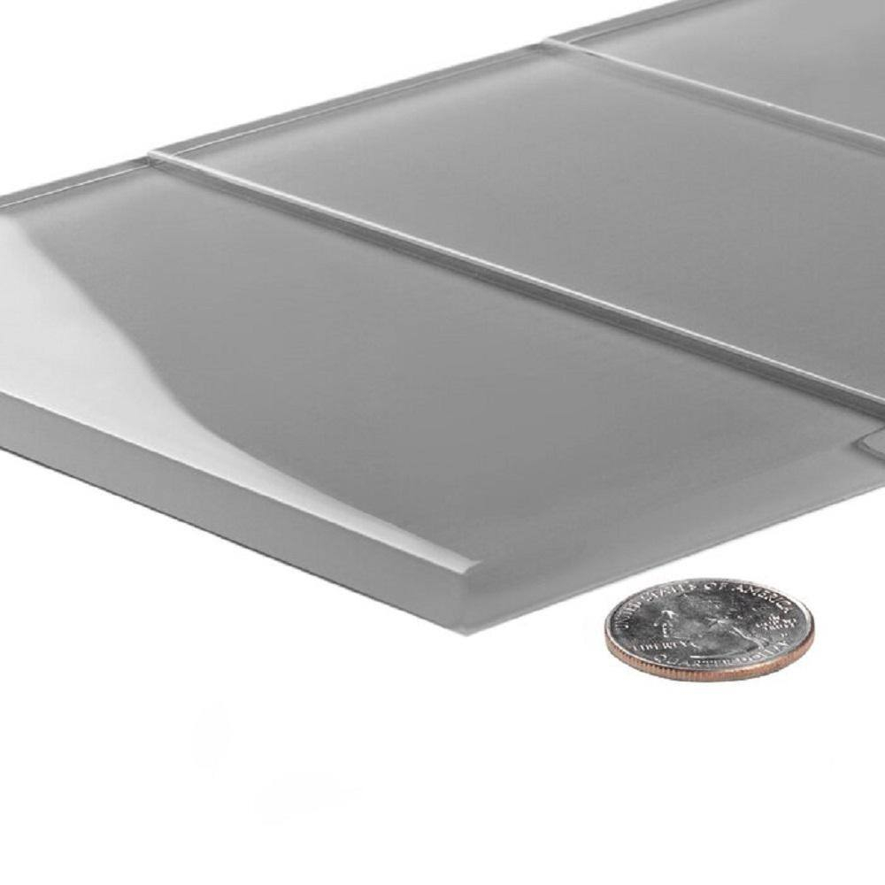 Apollo Tile   40 Pack 3-in x 6-in Mink Gray Rectangular Subway Glossy Finished Glass Mosaic Wall Tile (5 Sq ft/case)