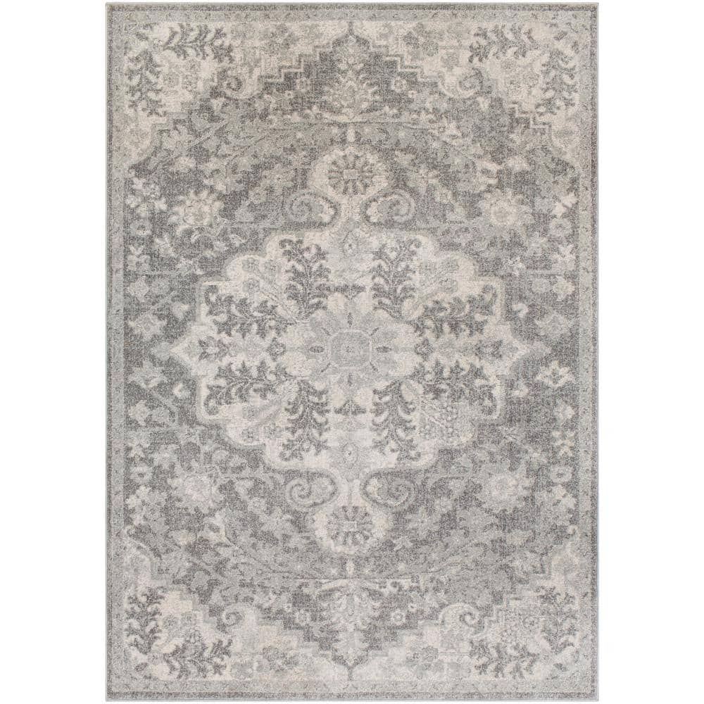 Livabliss Harput Vintage Medallion Area Rug,2' x 2'11",Dark Grey