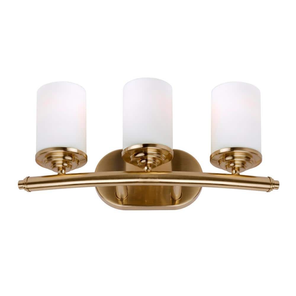 Ames  3-Light Soft Gold Bath Light with Satin Opal Glass - Soft Gold