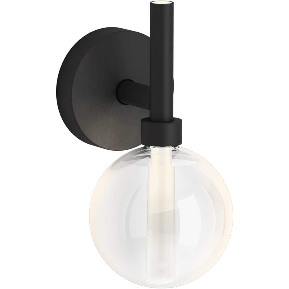 Matte Black Glass Shade Dimmable LED Sconce