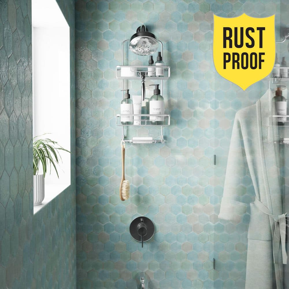 NeverRust Rustproof Aluminum Large Over-the-Shower Caddy in Satin Chrome