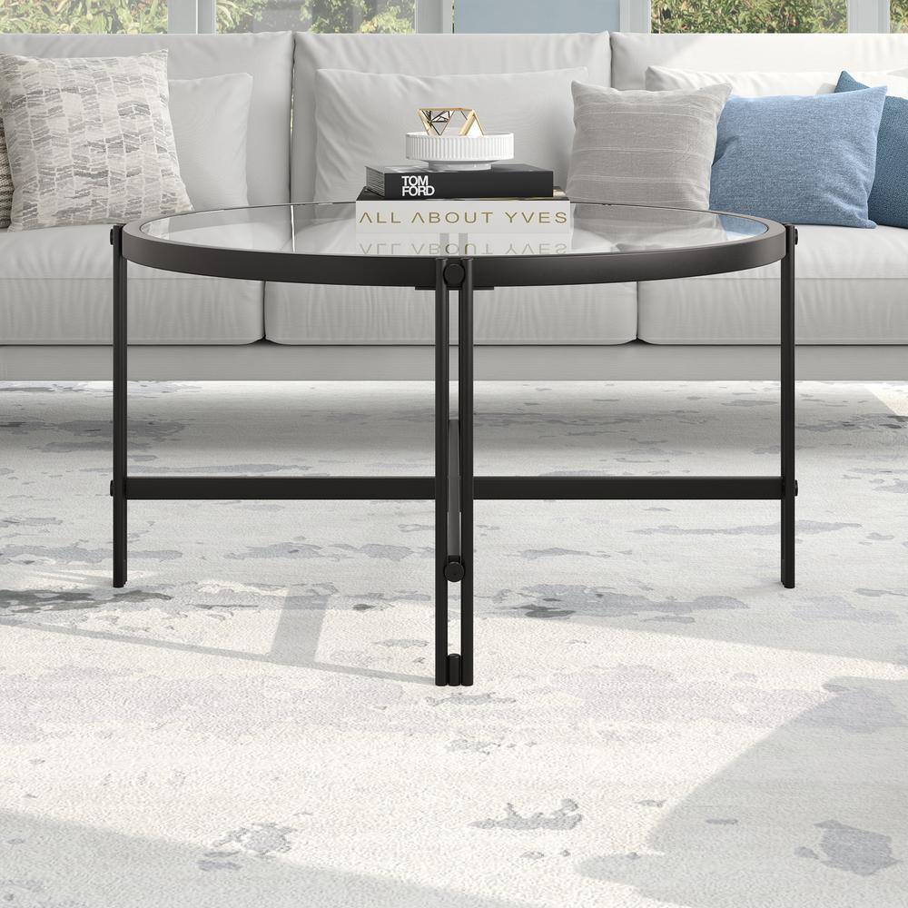 Evelyn&Zoe,ez 32" Wide Round Coffee Table, Blackened Bronze