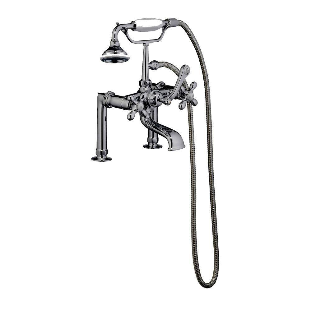 3 Handle Bathroom Clawfoot Tub Faucet with Diverter