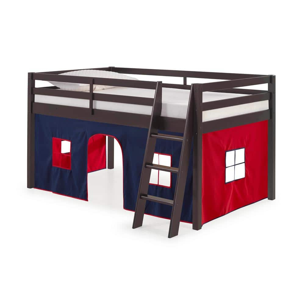 Alaterre Roxy Junior Loft - Espresso with Blue and Red Bottom Tent