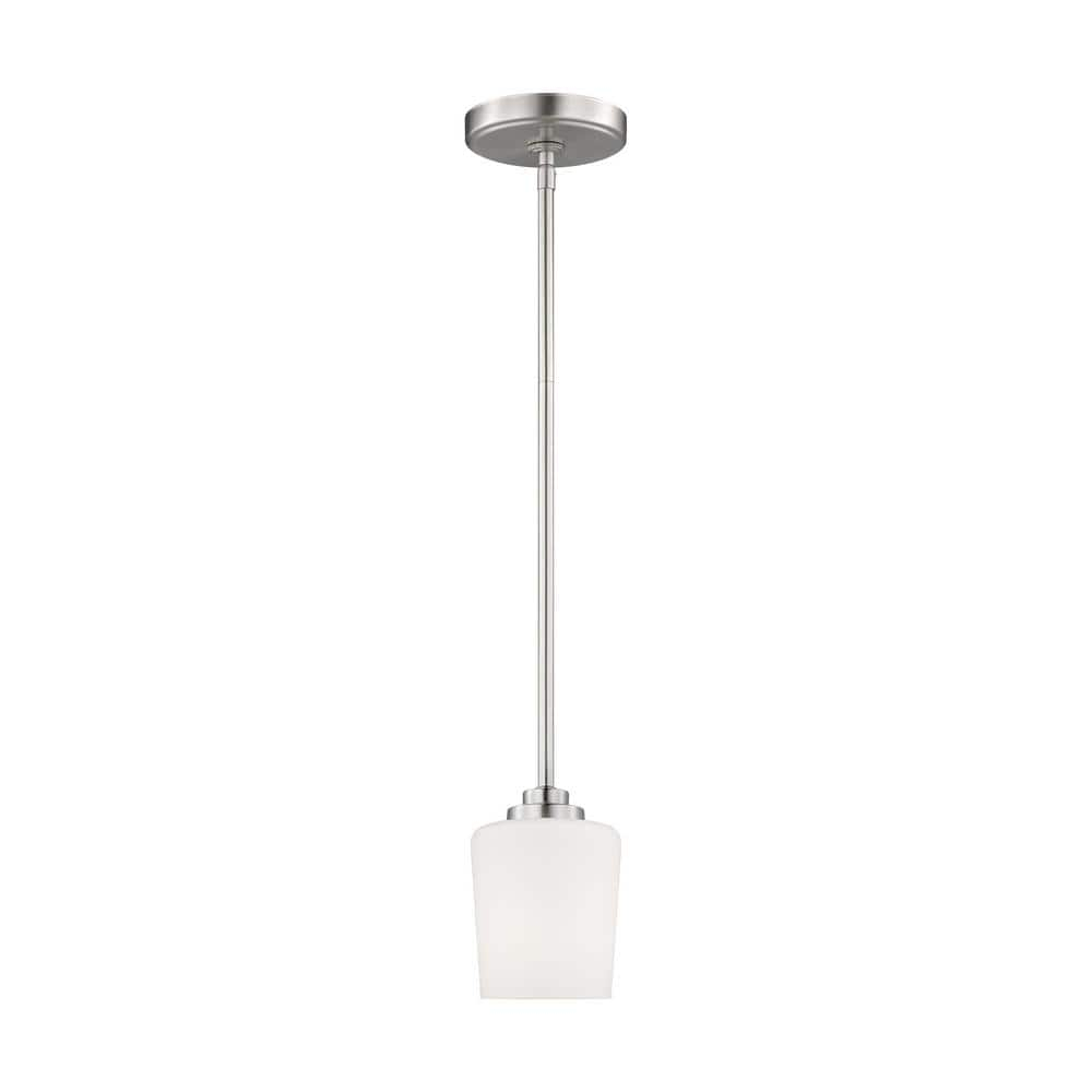 Windom Transitional Mini-Pendant in Brushed Nickel with Etched Opal Glass