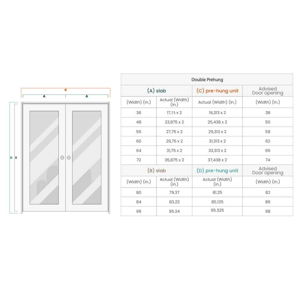 Belldinni Smart Pro 207 Solid Manufactured Wood and Glass Paneled French Door