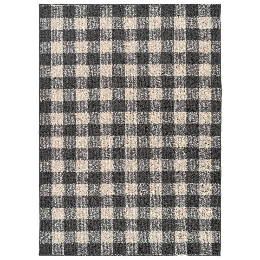 Garland Rug Country Living Buffalo Plaid Polypropylene Cinder/Ivory Indoor/Outdoor Area Rug, 5' x 7'