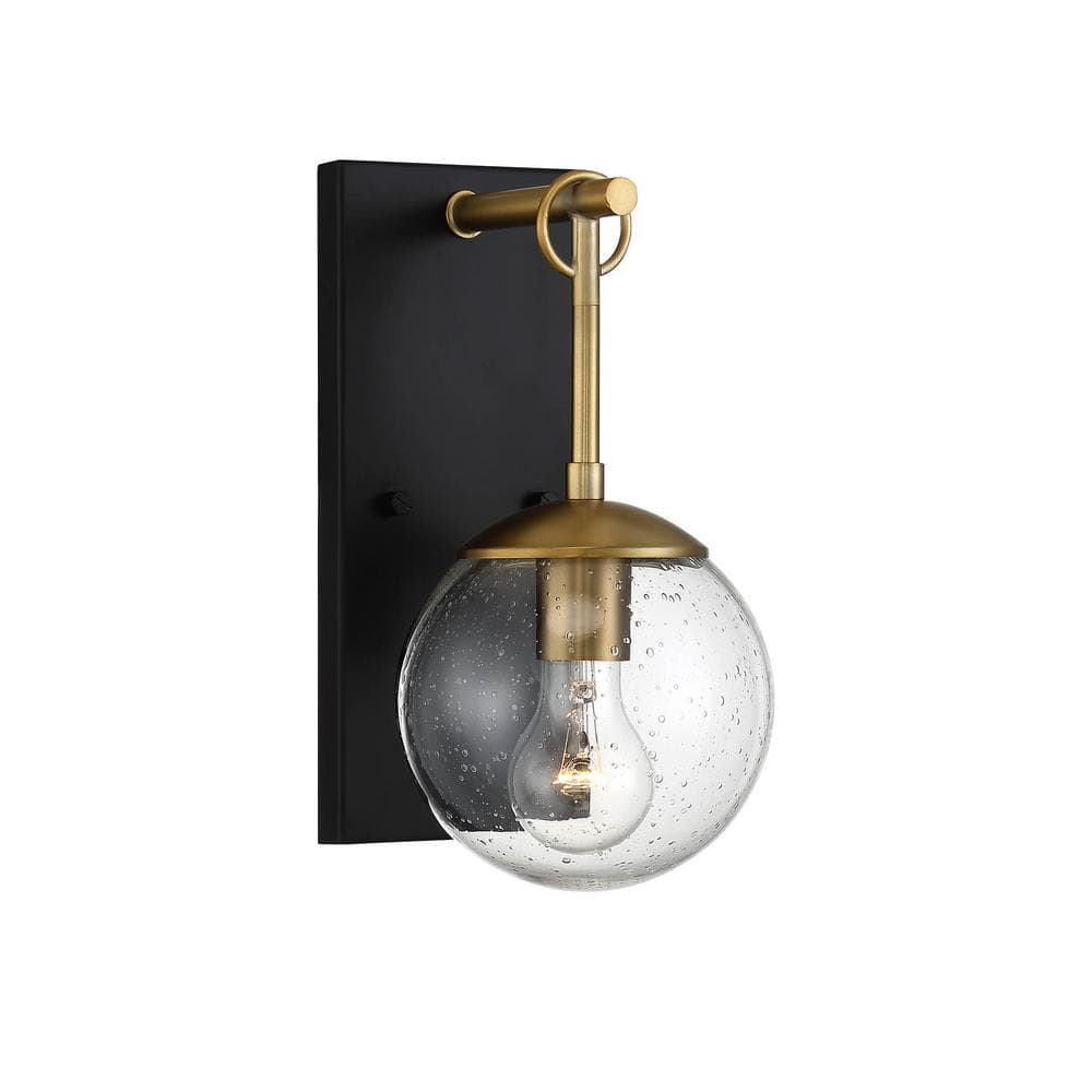 1 Light Outdoor Wall Lantern in Mid-Century Modern Style-11 Inches Tall and 6 Inches Wide-Oil Rubbed Bronze/Natural Bras