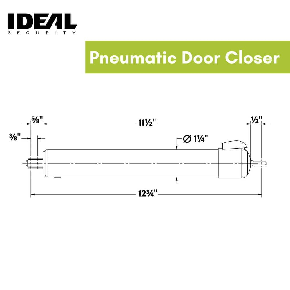Ideal Security 9600 Standard Pneumatic Touch-N-Hold Storm and Screen Door Closer for Wood, Aluminum, and Vinyl Doors, Silent and Smooth Closing, 11.5", White