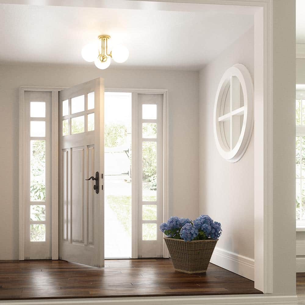 Quoizel Lighting Landry 3 - Light Semi-Flush Mount in  Satin Brass