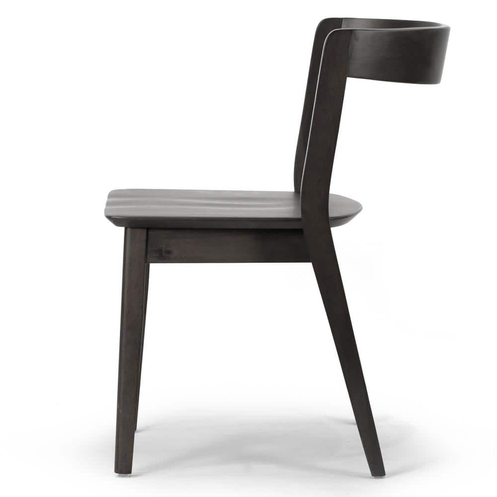 Glamour Home Astor 17.52" Wood Chairs with Curved Back in Black (Set of 2)