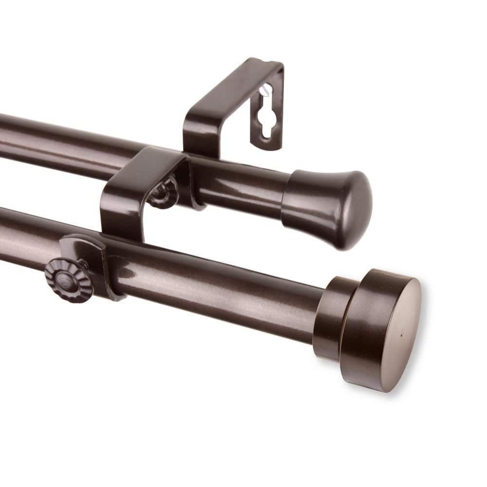 Rod Desyne Topper 3/4 inch Dia. 48-84"-Cocoa Double Curtain Rod Set