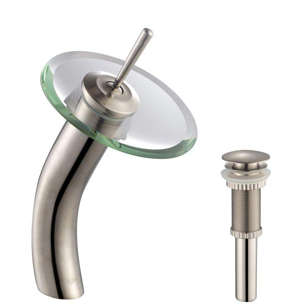 Waterfall Single Hole Single Handle Bathroom Faucet with Drain Assembly