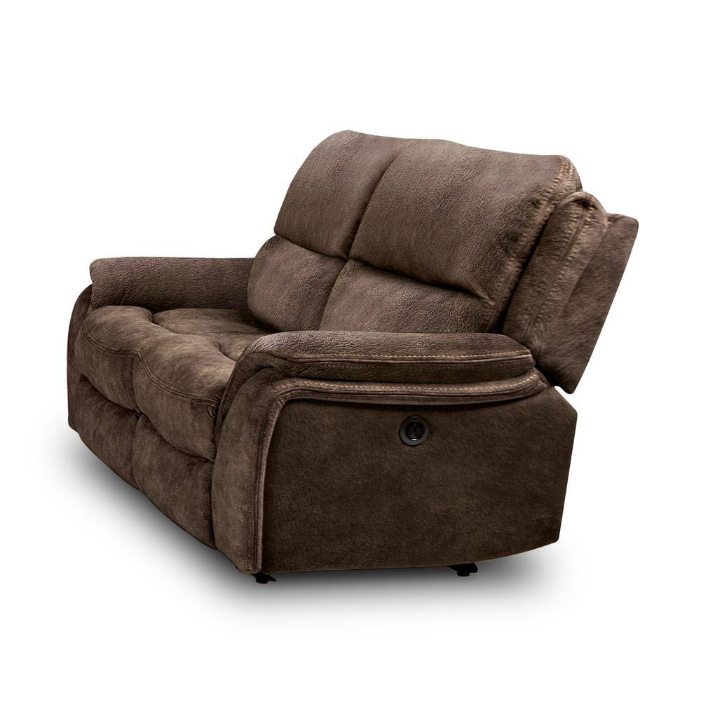 Furniture of America Caddo Upholstered Fabric Dark Brown Reclining Loveseat