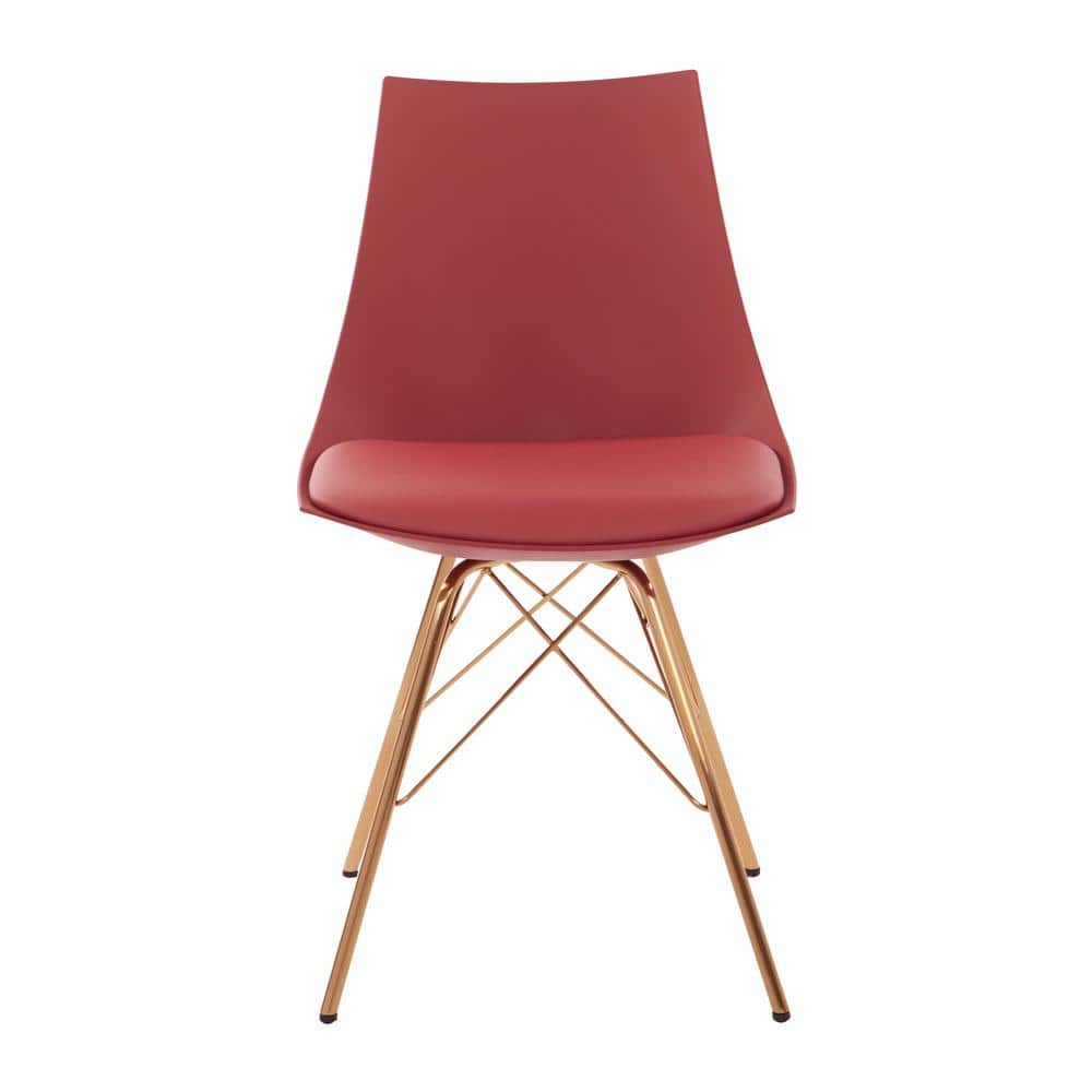 OSP Home Furnishings Oakley Chair in Desert Rose Faux Leather with Gold Chrome Base