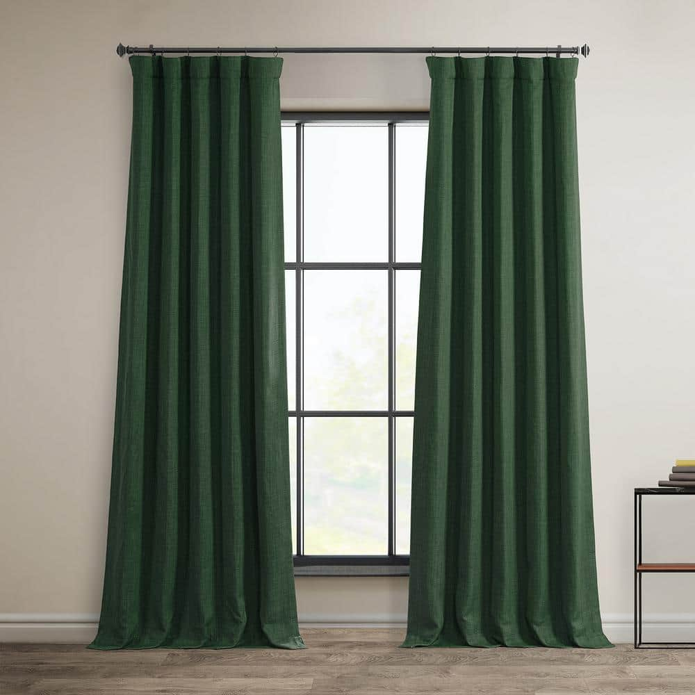 HPD Half Price Drapes Key Green Faux Linen Room Darkening Curtains for Bedroom & Living Room Curtains (1 Panel), Door & Window Curtains 84 inches long, Rod Pocket Curtains & Drapes, 50W X 84L