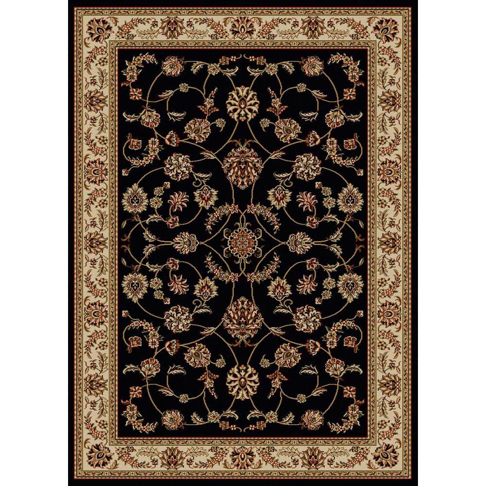 Radici Usa Como Area Rug 1596 Black Italian Bordered 5' 5" x 7' 7" Rectangle