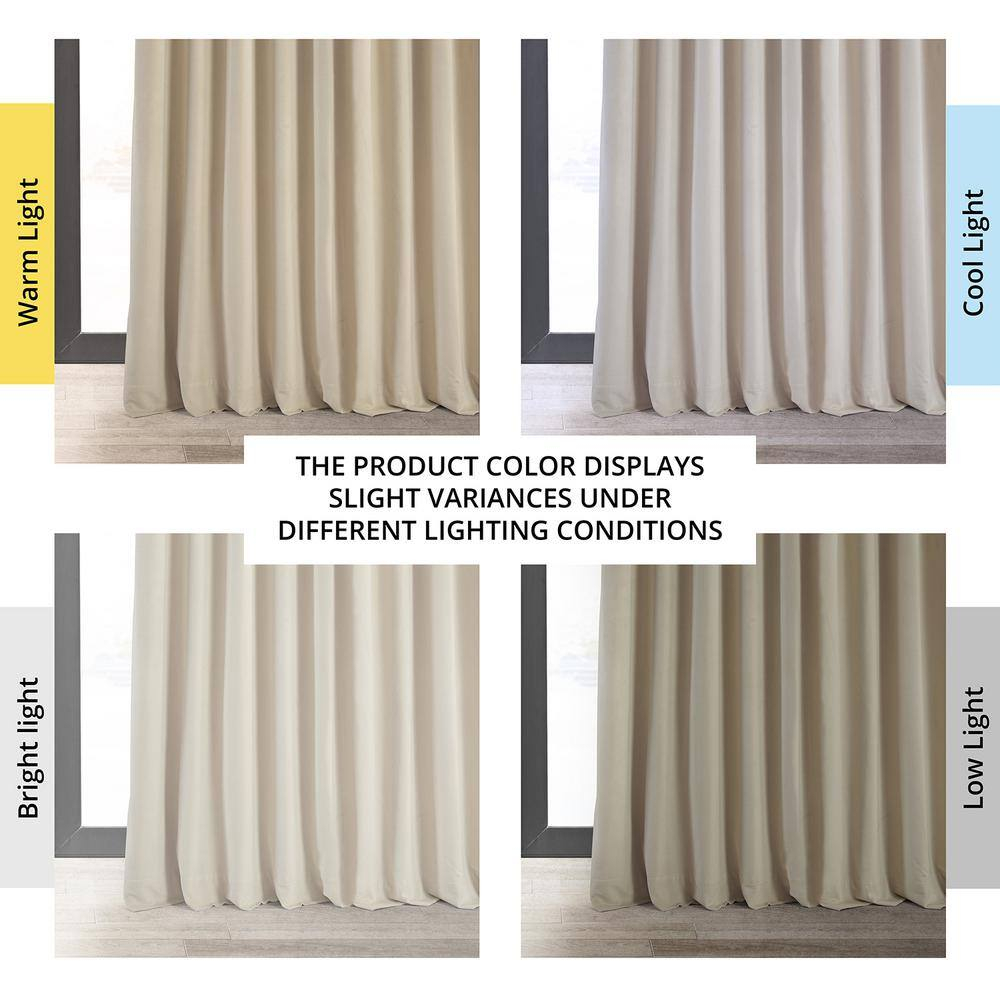 Exclusive Fabrics  Signature Extra Wide Blackout Velvet Curtains (1 Panel) - Luxurious Blackout Drapes Neutral Ground 100 x 84 84 Inches