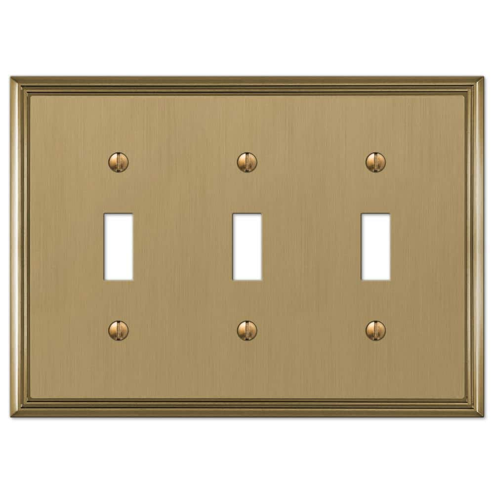 Amerelle 77TTTBZ Moderne Wallplate 3 Toggle Cast Metal Brushed Bronze 1-Pack