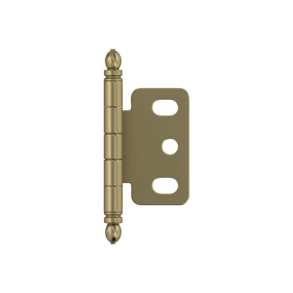 Golden Champagne 3/4 in. (19 mm) Door Thickness Full Inset, Partial Wrap Ball Tip Cabinet Hinge - Single Hinge