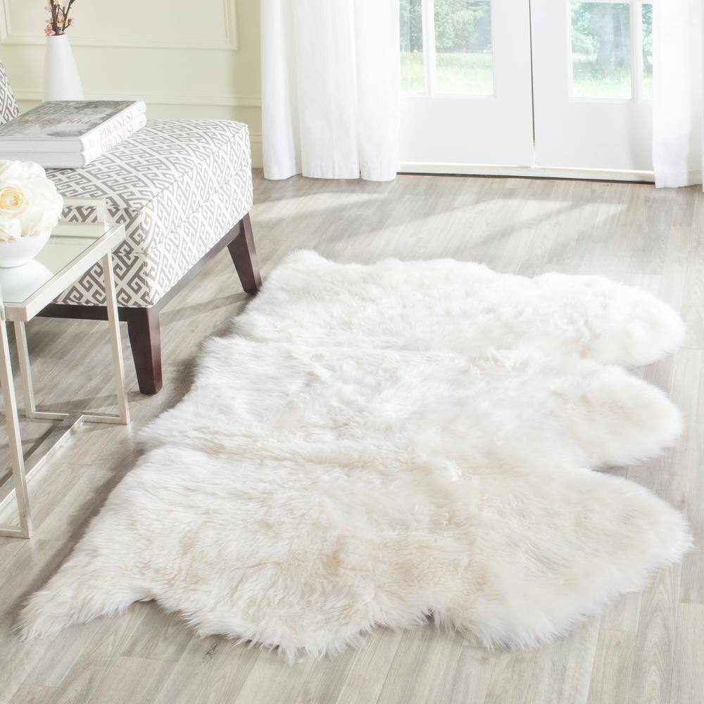 SAFAVIEH Sheep Skin Tiana Sheep Skin Area Rug, White, 3' x 5' Specialty