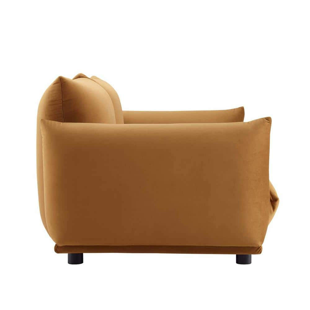 Modway Copious Performance Velvet Loveseat in Cognac