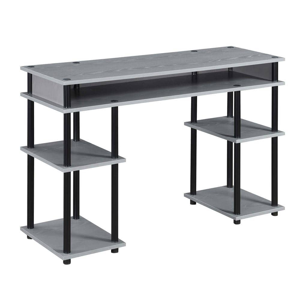 Designs2Go No-tools Student Desk in Gray Wood Finish and Black Steel Poles