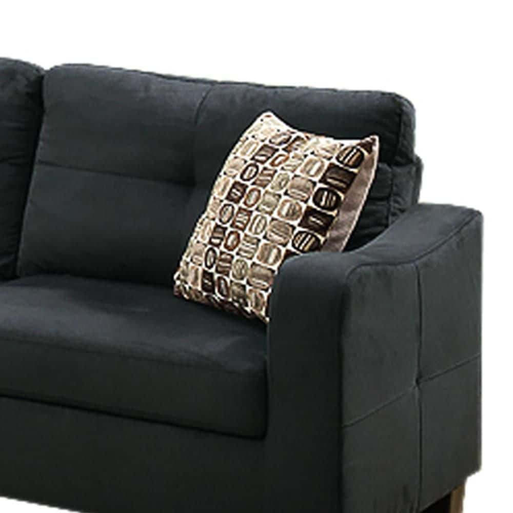 Benjara Polyfiber 2 Pieces Sofa Set With Accent Pillows Dark Gray-Color:Gray