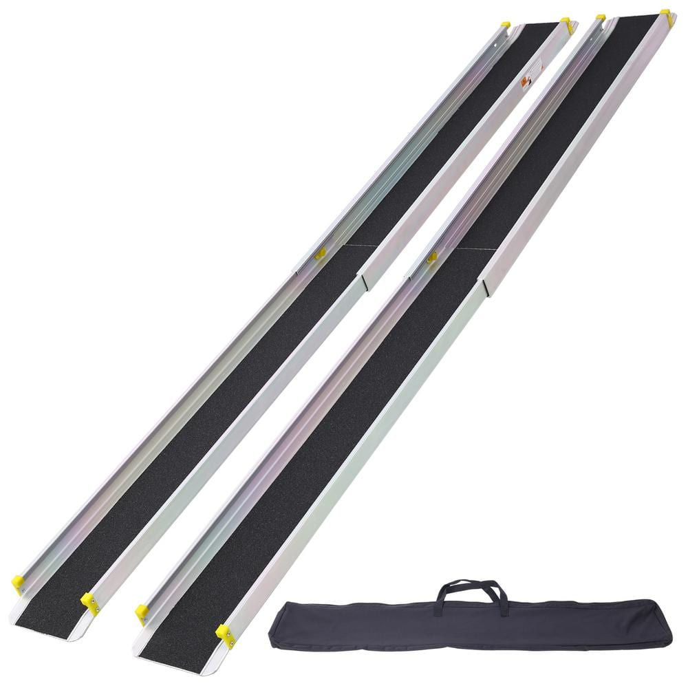 Adjustable Telescoping Wheelchair Ramps 48"-84" Extension Non-Skid Surface Safe & Convenient Access Solution for Vans, Curbs & Steps