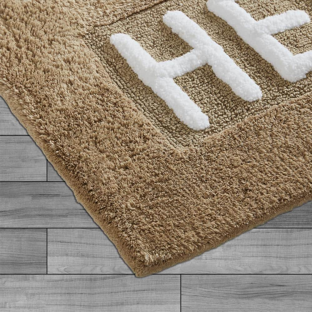 Jean Pierre "Hers" 21"x34" Cotton Bath Rug, Linen