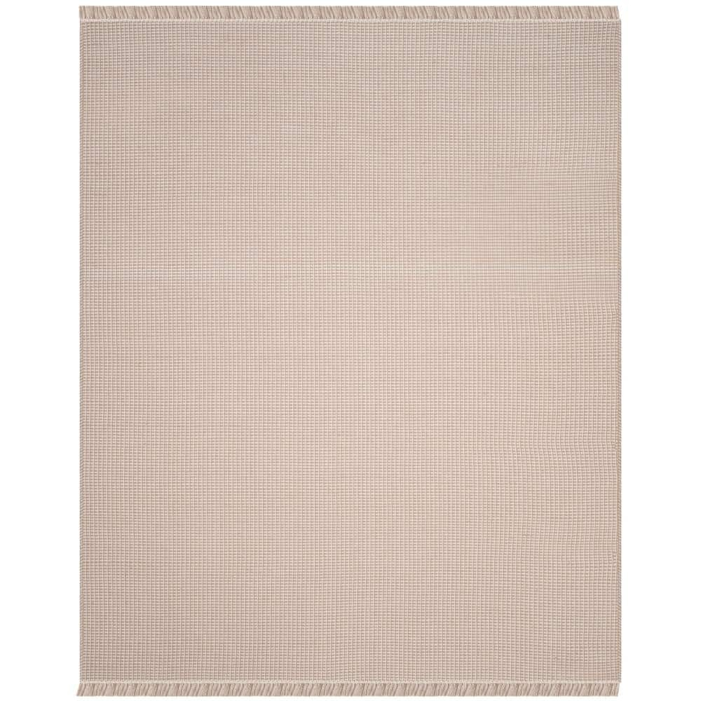 SAFAVIEH Montauk Collection Area Rug - 9' x 12', Ivory & Grey, Handmade Flat Weave Boho Farmhouse Cotton Tassel Fringe, Ideal for High Traffic Areas in Living Room, Bedroom (MTK340A)