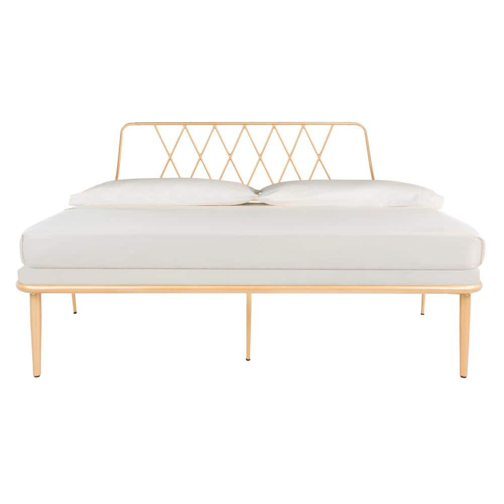 SAFAVIEH Gatsby Modern Glam Bed Frame, Queen, Gold
