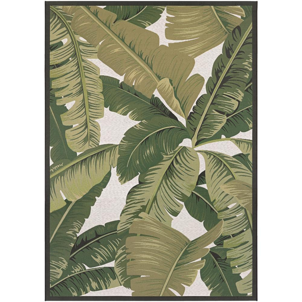 Couristan Dolce 2 x 3 (ft) Loomed Polypropylene Hunter Green-Ivory Rectangular Indoor/Outdoor Floral/Botanical Area rug
