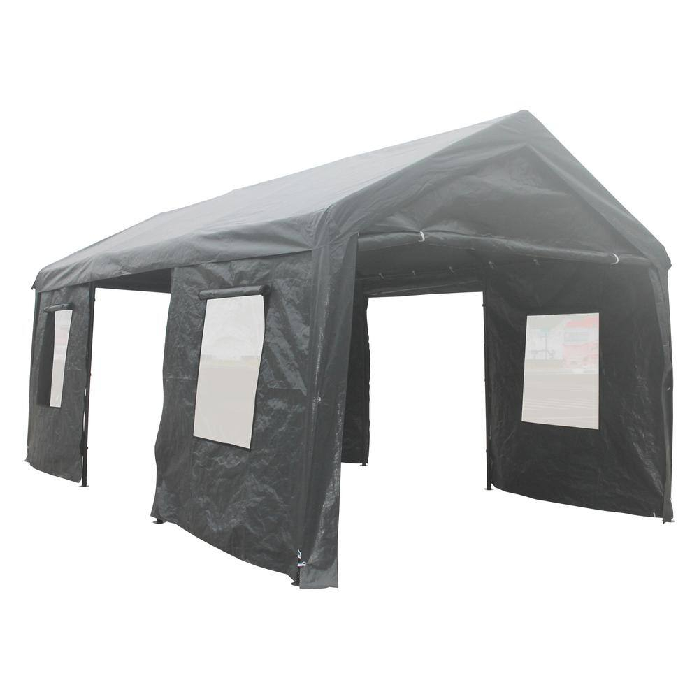 10x20 Feet Canopy with Sidewalls Canopy Tent Car Port Portable Garage Heavy Duty Tent (Gray)