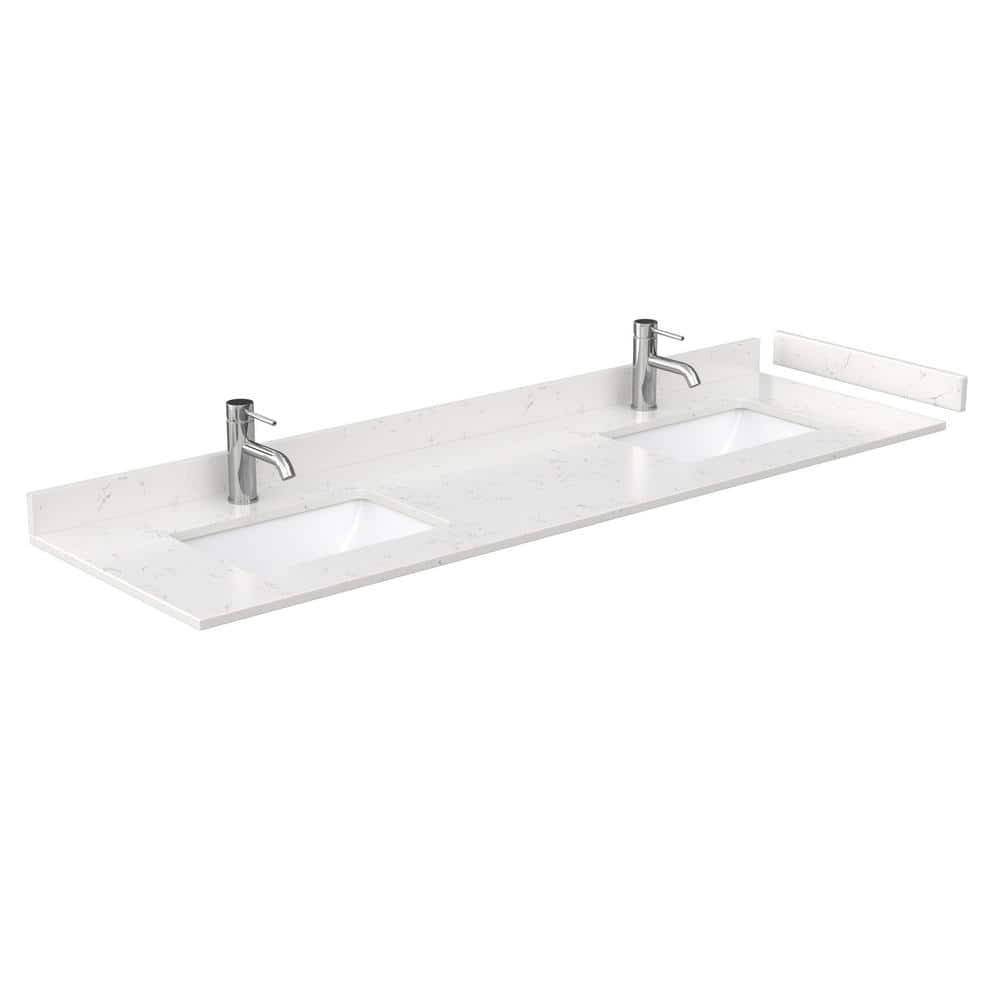 Wyndham Collection 72" Double Cultured Marble Bathroom Vanity Top with Sink