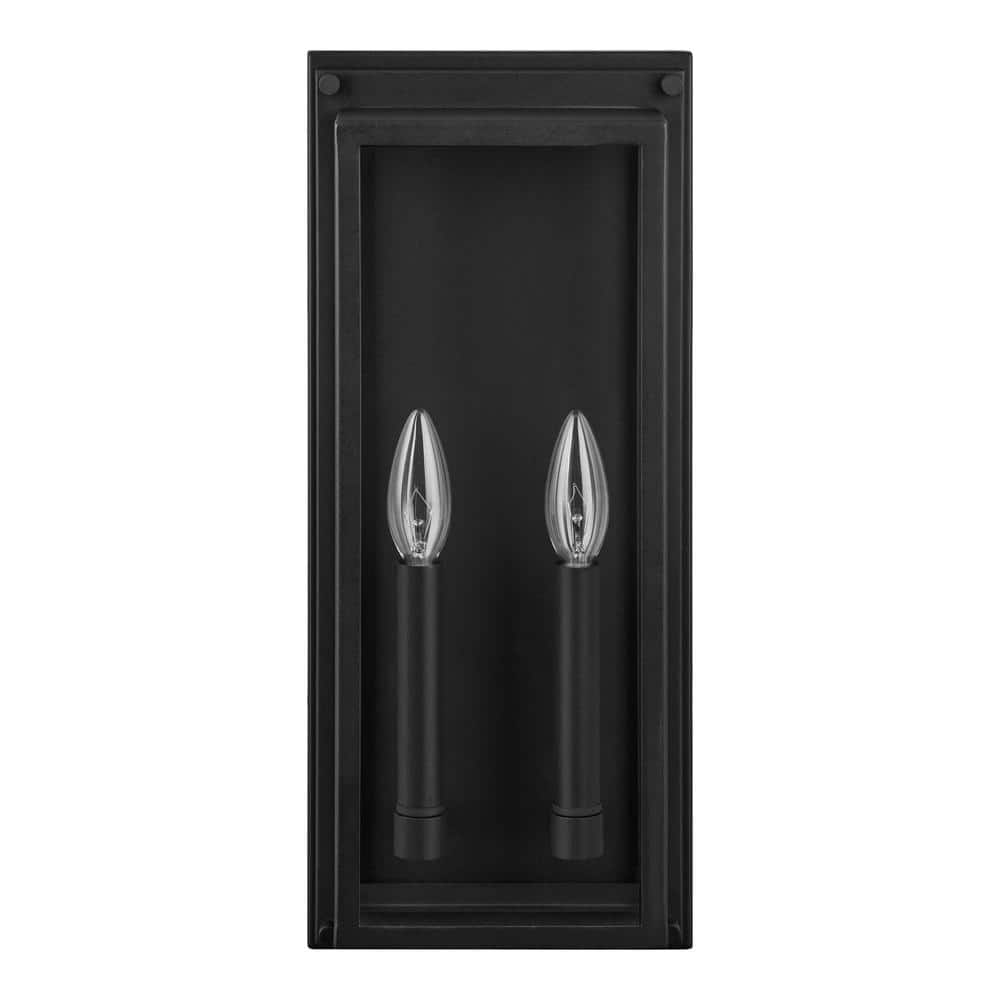 Bradford 18 in. 2-Light Black Outdoor Wall Light Fixture with Clear Glass