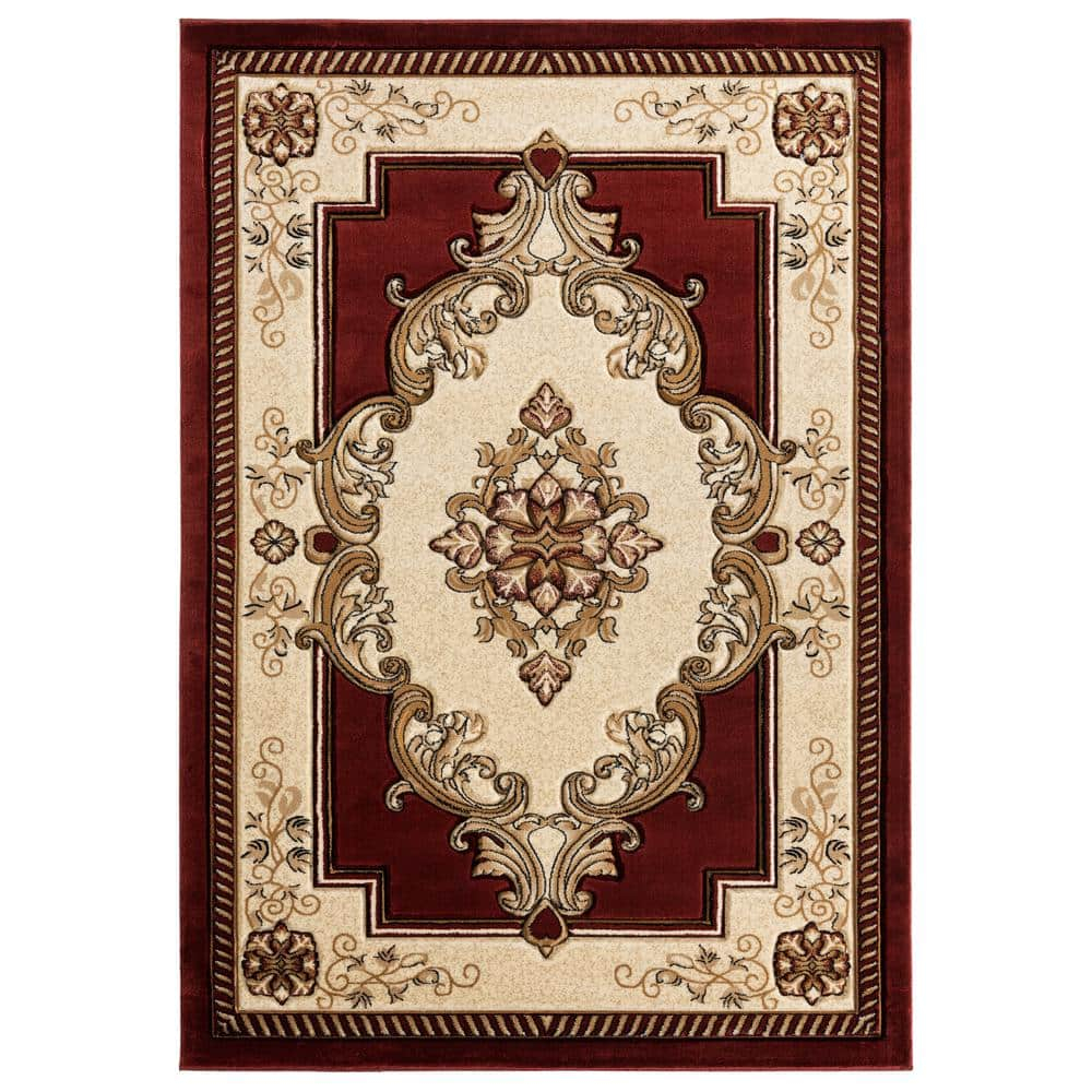 Designer Home Swan Area Rug 2050 10534 Fallon Burgundy Medallion Curls 1' 10" x 2' 8" Rectangle