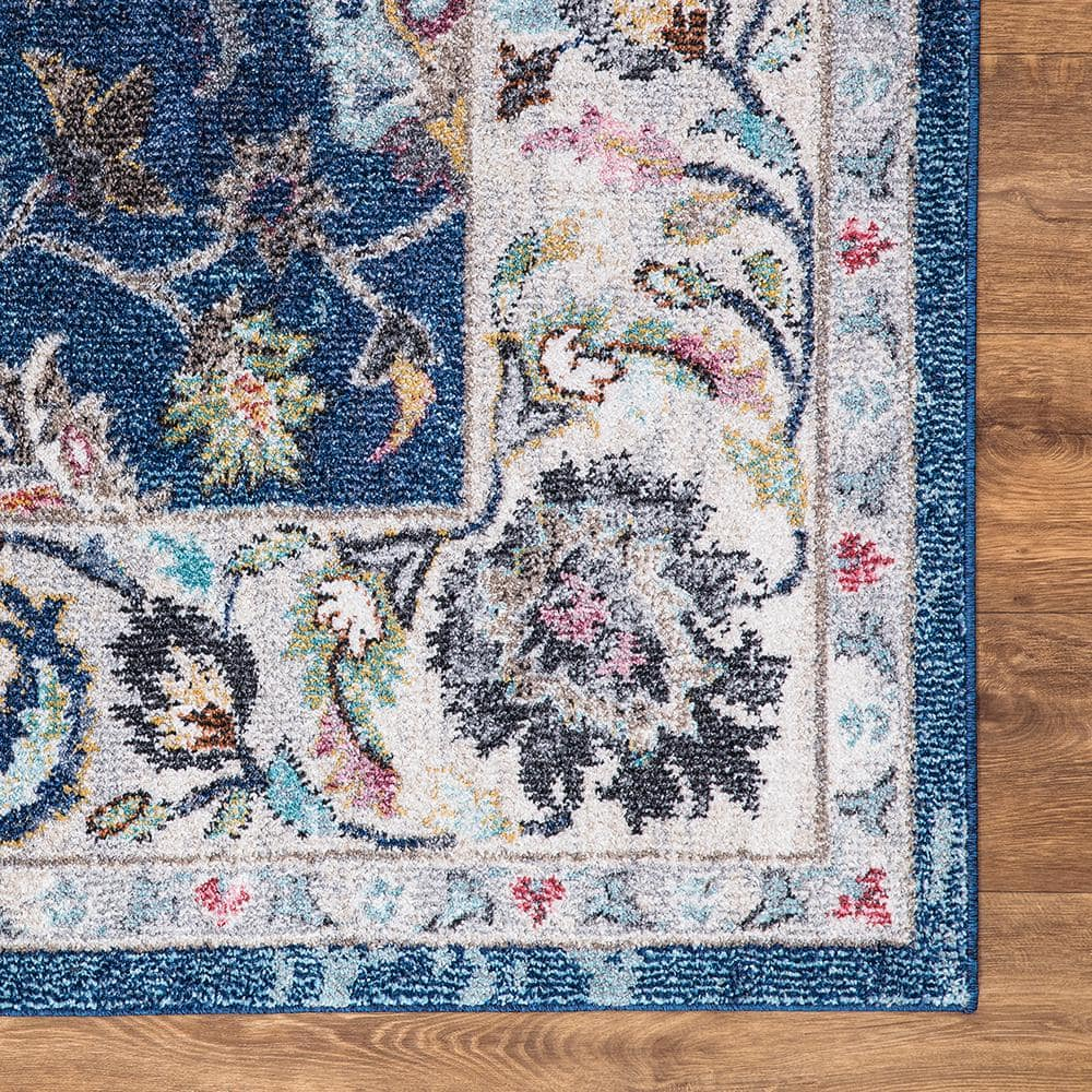 Concord Global Trading 72342 2 x 7 ft. Vintage Istanbul Border Runner Rug, Navy
