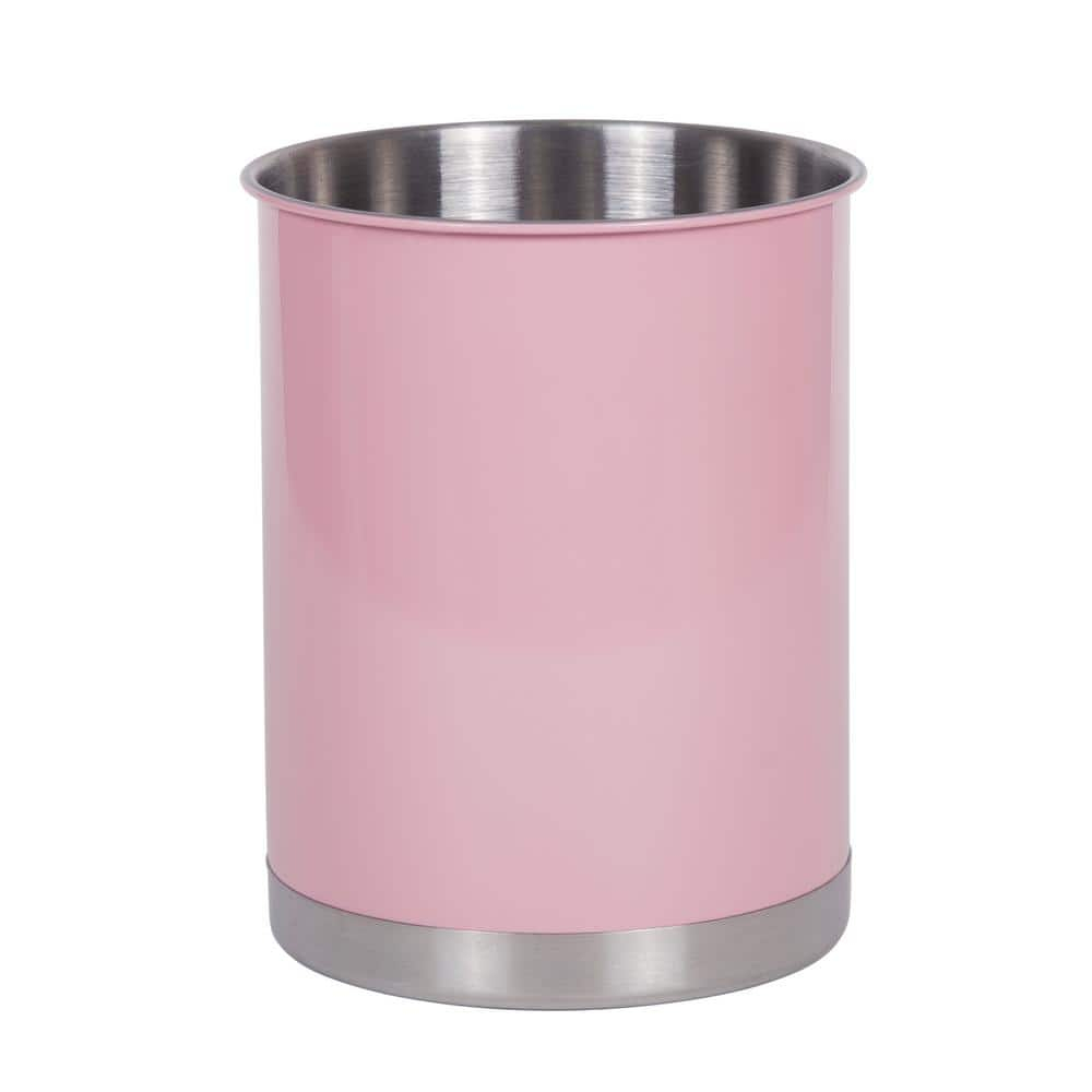 Creative Home Stainless Steel Tool Crock Utensil Holder, 5" x 5 "x 6.25", Pink