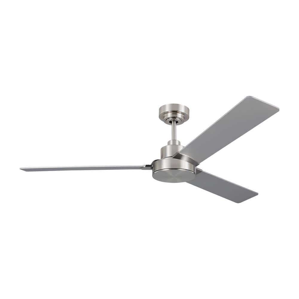 Generation Lighting Jovie 58-in Brushed Steel with Silver/American Walnut reversible blades Blades Propeller Ceiling Fan Without Light ( 3 -Blade )