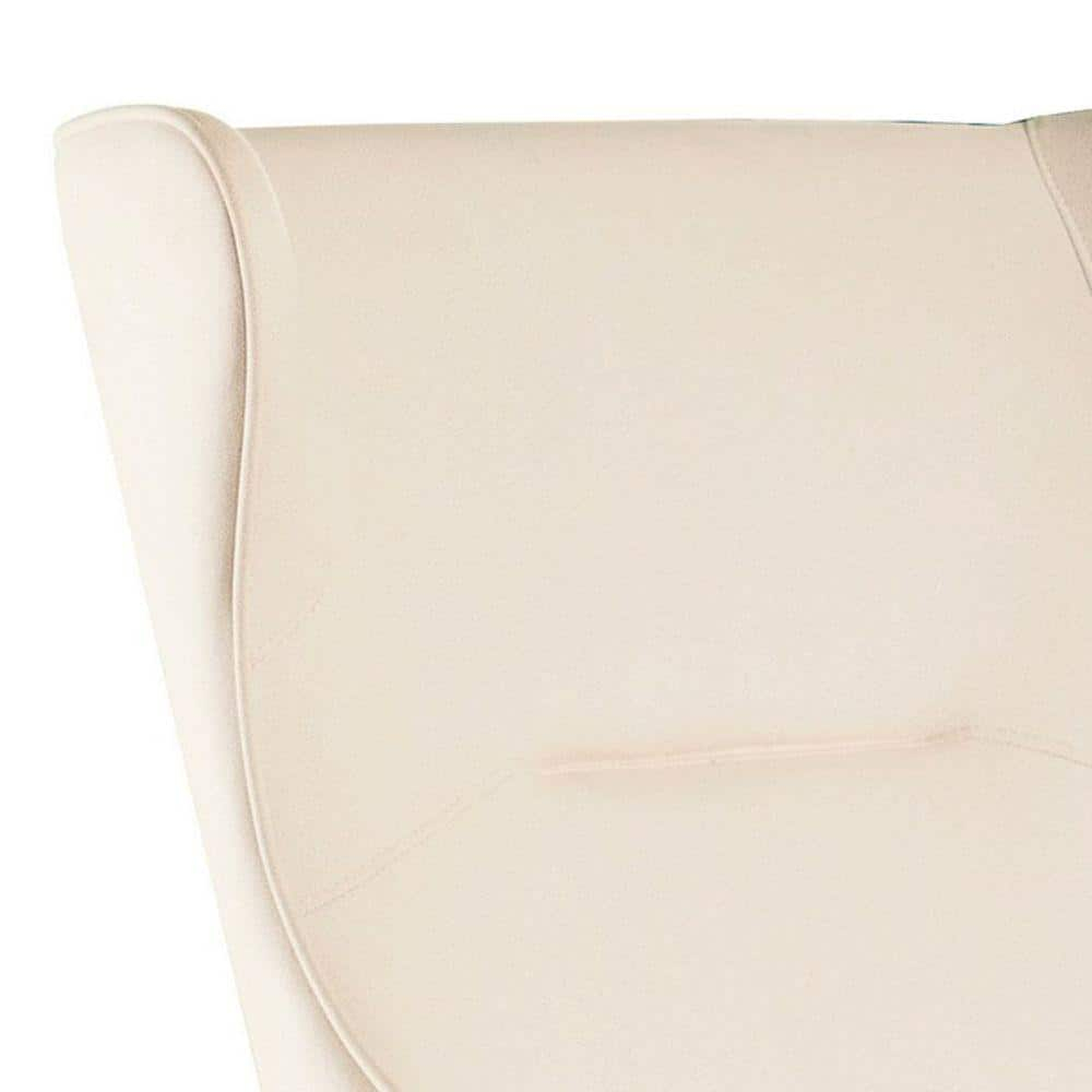 Arlo 33 Inch Accent Chair Contoured Wingback Beige Vegan Leather - Saltoro Sherpi