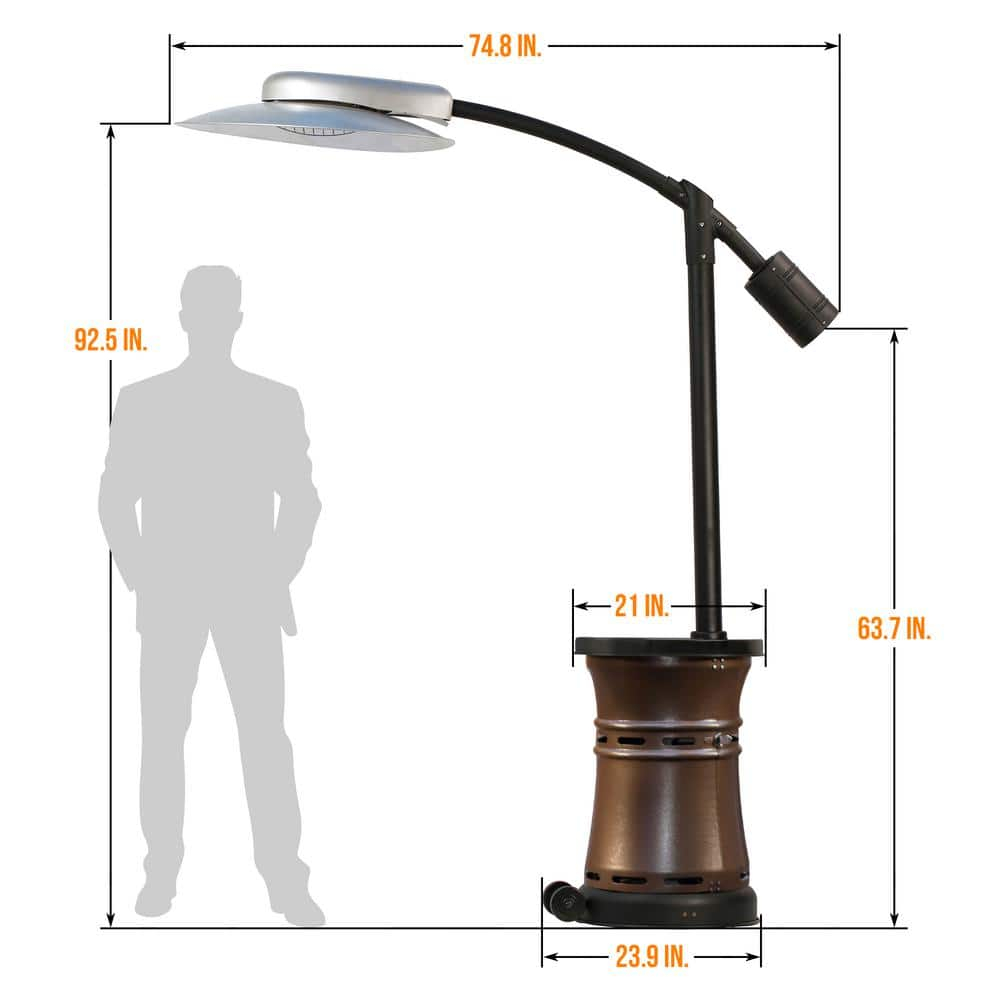 ARC 32,000-BTU Cantilever Designed Portable Radiant Infrared Outdoor Patio Heater; 7 ft. 10 in. Height, Propane Powered