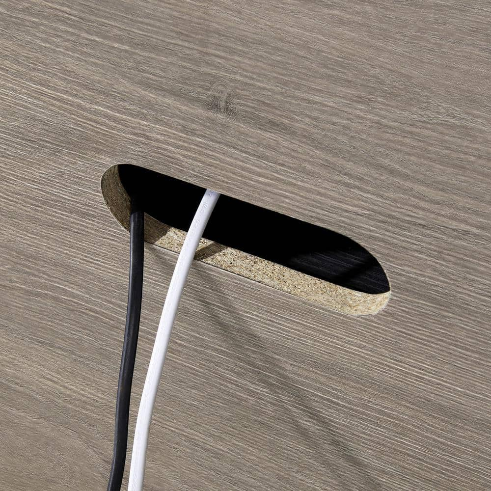 Evelyn&Zoe MDF 28" Wide Accent Cabinet Adjustable Center Shelf Two Swing-Out Doors, Gray Oak