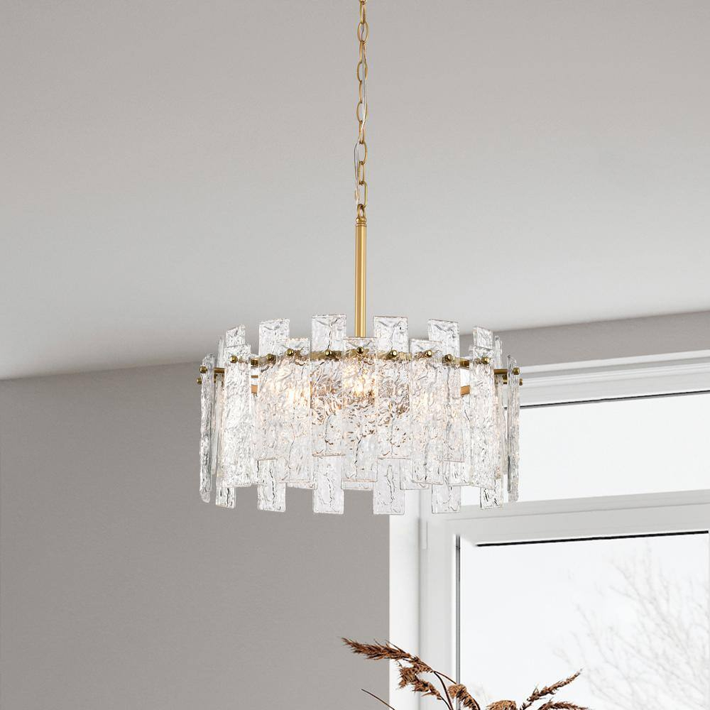 The Lighting Store Casandra Glossy Bronze Water-ripple Crystal Glass Drum Chandelier - 19 inches in diameter x 17.7 inches H